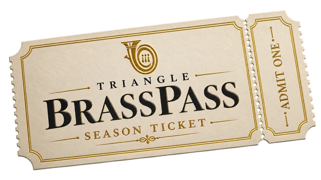 A Triangle BrassPass season ticket, gold on cream, marked Admit One